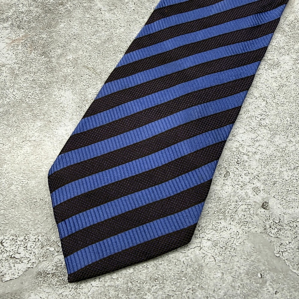 HUGO BOSS Silk Tie‎ Mens One Size Blue Striped Jacquard Made In Italy Necktie